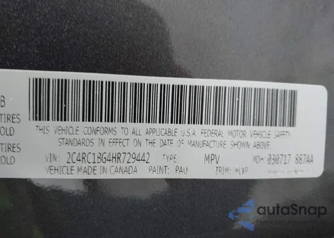 2017 Chrysler Pacifica Touring-L z USA, uszkodzony, nr VIN 2C4RC1BG4HR729442